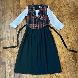 EUC Vintage Dress- Stewart Plaid Vest- Size 10